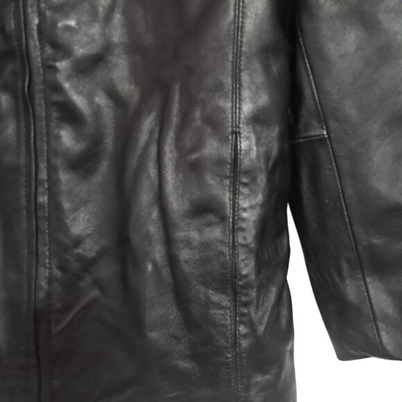 M. Julian Womens Genuine Leather Black Jacket With Zip Closure Lined With Polyes - Picture 10 of 13